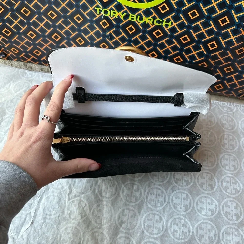 Tory Burch Miller Wallet Crossbody Bag Black Gold
